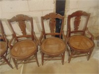 6 cane seat walnut chairs