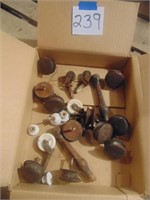 Wood drawer pulls, ceramic knobs, etc