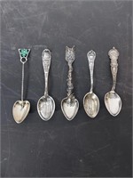 5 sterling vintage spoons 4in