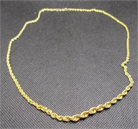 Gold over Sterling Graduated Rope Chain