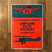 Phillips 66 Airplane Pilot on Duty Metal Sign