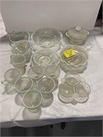 LARGE GROUP OF IRIDESCENT RIMMED HOBNAIL GLASS