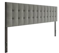 Upholstered Headboard in Grey Fabric, King