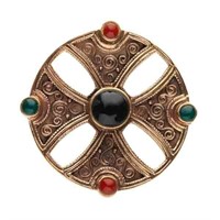 Qty 3 Irish Bronze Celtic Cross Brooch
