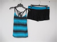 Women's XL 2-Piece Swimsuit, Black/Blue