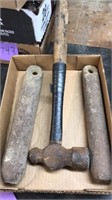 Pair of window weights and ballpean hammer