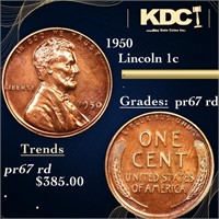 Proof 1950 Lincoln Cent 1c Grades Gem++ Proof Red