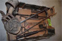 Meat saw, grant nail puller & wooden pliers