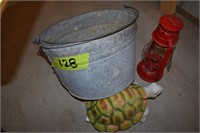 Galvanized bucket, turtle & Lantern