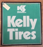 "Kelly Tires" Single-Sided Embossed Tin Sign