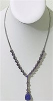 Vintage 925 Sterling Silver Necklace amethyst