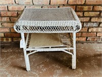 Vintage Painted Wicker Side Table