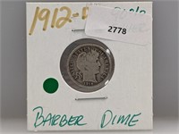 1912-D 90% Silver Barber Dime