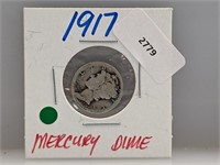 1917 90% Silver Mercury Dime