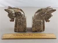 Marble Horse Head Bookeneds 6 & 1/4" H
