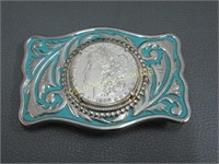 Belt Buckle w/ Authentic 1888 Morgan Silver Dollar