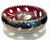 Cut to Clear Cranberry Glass Bowl
