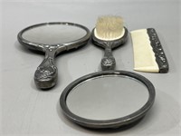4 Pcs Silver Plate Vanity Set
