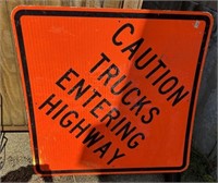 Caution Trucks Entering sign