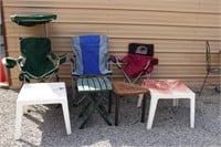 3 Bag Chairs, 4 Small outdoor tables