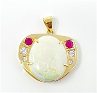 Opal, Ruby and Sapphire Pendant