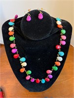 Multicolor Stone Teardrop Necklace & Earrings Set