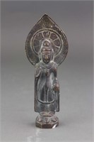 Chinese Old Bronze Standing Buddha Figure