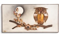 Alex Kovacs Vintage Metal Owl Wall Sculpture