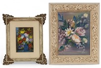 E. Sheldon Vintage Floral Oil Paintings (2)