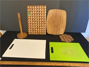 Cutting boards and paper towel holder
