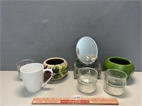 PLEASING LOT WITH CANDLE HOLDERS AND MORE