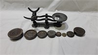 Cast iron scale and weights
