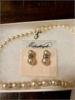 Michaelangelo Simulated Pearl Necklace and Earings