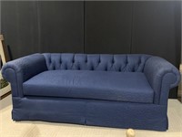 DARK BLUE TUFTED SOFA LIKE NEW 32" X 40" D X 81"