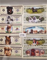 25 Collectable Dollar Bills / Dog