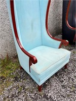 Fine Oversized Chair with Blue Upholstery