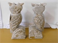 OWL BOOK ENDS - MARBLE
