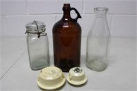 Vintage Bottles & Stoneware Tops/Lids
