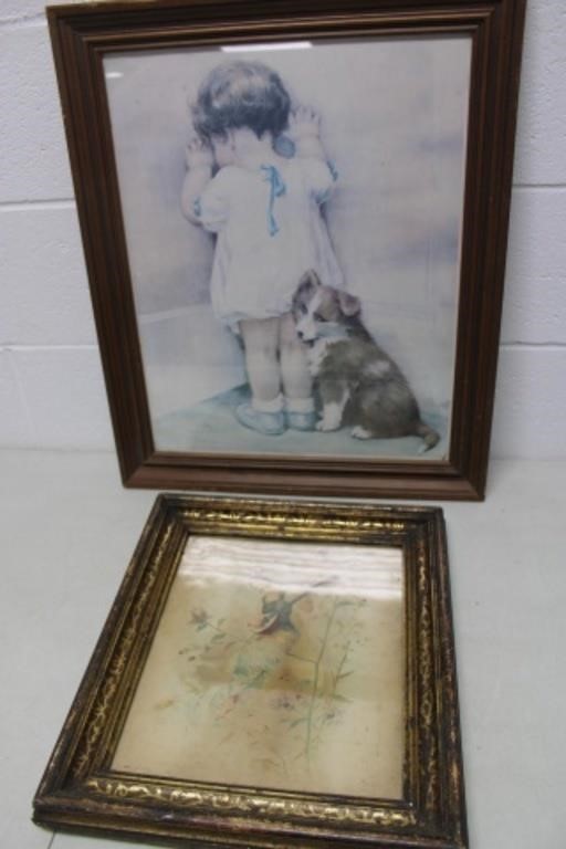 2 Vintage Framed Pictures Largest 19x23