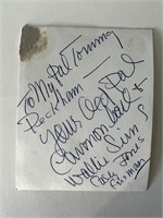 Casey Jones signed note
