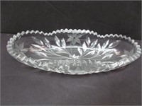 Etched glass oval serving dish
