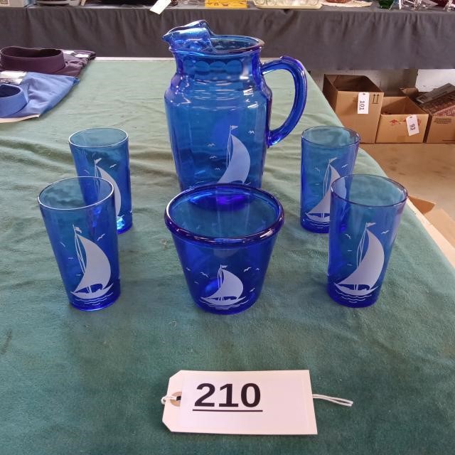 Blue Sailboat Drinkware Set