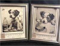 1944 puppy print calendars framed