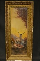 Primitive Victorian Era Elk Painting