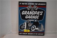 Grandpa's Garage Metal Sign