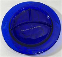 Vintage Cobalt Blue 3-Section Glass Child’s Plate