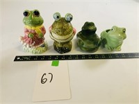 4pcs ceramic Frog soap dishes, bank, statue