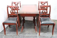 Painted Drop Leaf Table w/ 4-Lyre Back Chairs