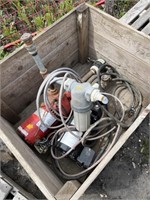 Crate with 2 sprayer pumps - condition unknown