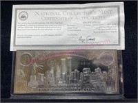 World Trade Center $20 Note (silver leaf plated)